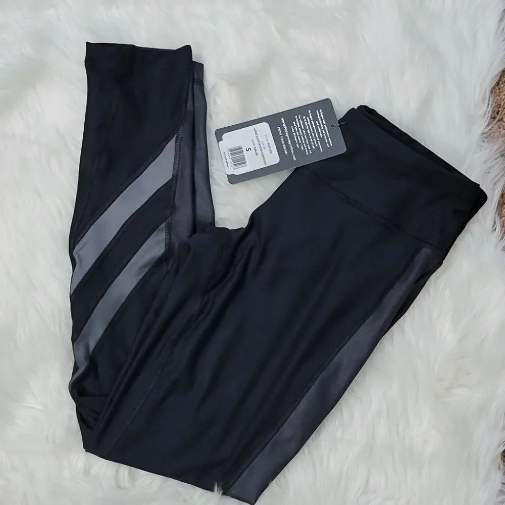 90 Degree By Reflex Black Yoga Stretch Legging Workout Athletic‎ Pants S NEW